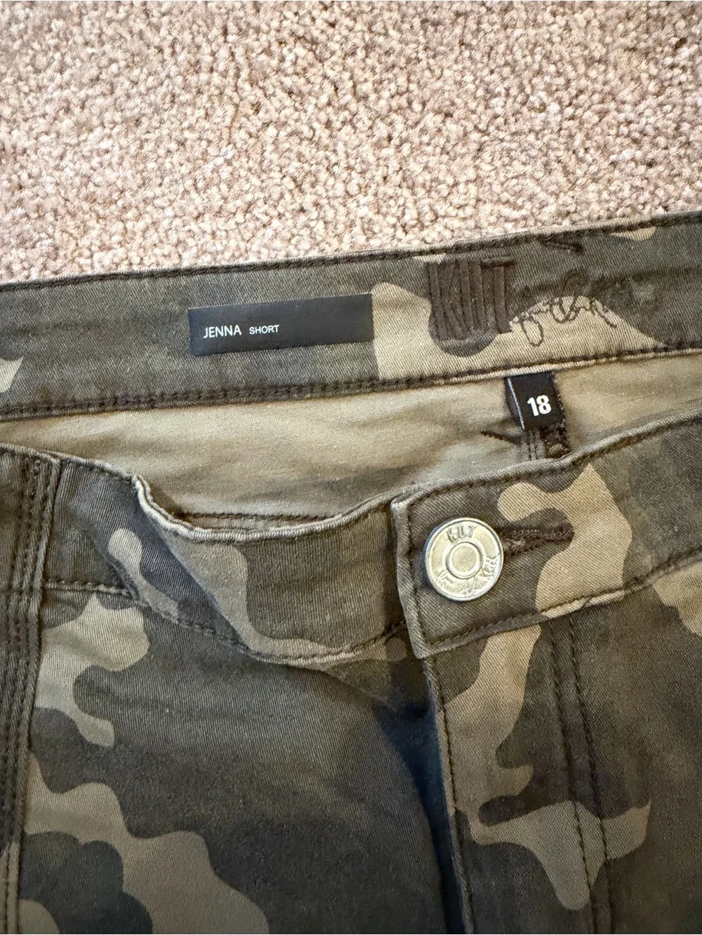 KUT from the Kloth Jenna Camo Utility Shorts 18 Stretch Cutoff Frayed High Rise